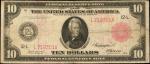 Fr. 903b. 1914 $10 Federal Reserve Note. Red Seal. San Francisco. Fine.