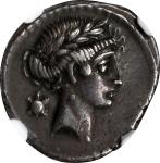 ROMAN REPUBLIC. Q. Pompeius Musa. AR Denarius (3.69 gms), Rome Mint, 56 B.C. NGC Ch EF, Strike: 5/5 