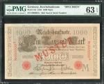 1910年德国100马克样票，错标1944年，编号000000A，PMG 63EPQ。Germany, 1000 Mark specimen, 1910 (mislabelled as 1944), 