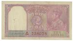 Banknotes – India. Reserve Bank of India: 2-Rupees, ND (c.1949), red serial no.H54 738078 (Jhun 2.3)