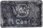 DANISH WEST INDIES. W. Brøndsted & Co. Rectangular Zinc Cent Token, ND (1887-1917). PCGS Genuine--En