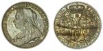 Victoria (1837-1901), Proof Florin, 1893, by T. Brock and Benedetto Pistrucci, veiled head left, rev