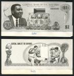 Central Bank of The Bahamas, obverse and reverse archival photograph of a proposed design for $1, 19