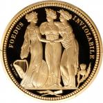 2020年英国三女神 5英镑精製金币。BRITISH COLONIES. Alderney. Gold "Three Graces" 5 Pounds, 2020. Llantrisant Mint.