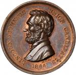 1864 Abraham Lincoln Campaign Medal. Copper. 32 millimeters. Cunningham 3-060C, DeWitt-AL 1864-5, Ki