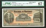 MEXICO. Banco Mercantil de Monterrey. 50 Pesos, ND (ca.1906). P-S355As. Specimen. PMG Superb Gem Unc