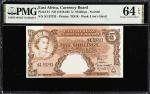 EAST AFRICA. East African Currency Board. 5 Shillings, ND (1958-60). P-37. Radar Serial Number. PMG 