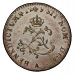1743-A Sou Marque. Paris Mint. Vlack-22. Rarity-8. First Semester. MS-61 (PCGS).