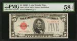Lot of (3) Fr. 1528. 1928C $5 Legal Tender Note. PMG Choice About Uncirculated 58 to Choice Uncircul