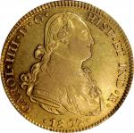 MEXICO. 4 Escudos, 1802-Mo FT. Mexico City Mint. Charles IV. PCGS AU-53.