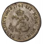 1741-A Sou Marque. Paris Mint. Vlack-20. Rarity-1. First Semester. AU-58 (PCGS).