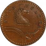 1786 New Jersey Copper. Maris 24-P, W-4965. Rarity-2. Narrow Shield, Curved Plow Beam. AU-58+ (PCGS)