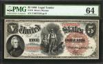 Fr. 72. 1880 $5 Legal Tender Note. PMG Choice Uncirculated 64.