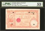 COLOMBIA. Banco Nacional - Overprinted on La Caja de Propietarios. 1 Peso, 1899. P-S673. PMG About U