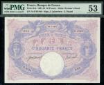 Banque de France, 50 Francs, 28.07.1913, serial number N.4748 944, blue on lilac underprint, women a