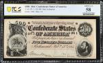 T-64. Confederate Currency. 1864 $500. PCGS Banknote Choice About Uncirculated 58.