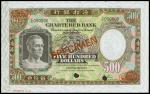 The Chartered Bank, $500, Specimen, 1977, brown, green and multicoloured, bust of man at left, bank 