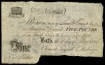 Bath Bank (Clement, Tugwell and Mackenzie), ｣5, 9 February 1824, serial number 1741, black and white