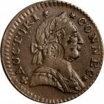 1788 Connecticut Copper. Miller 3-B.1, W-4410. Rarity-5+. Mailed Bust Right—Overstruck on a 1785 Nov