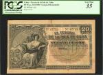 CUBA. Tesoro de la Isla de Cuba. 20 Pesos, 1891. P-41b. Remainder. PCGS Very Fine 35.