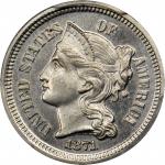 1871 Nickel Three-Cent Piece. Proof-65 (PCGS). CAC.