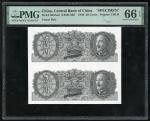 Central Bank of China, an uncut pair of SPECIMEN 20 cents, 1946, black and white on obverse, Chiang 