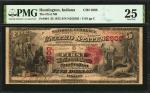 Huntington, Indiana. $5 1875. Fr. 404. The First NB. Charter #2508. PMG Very Fine 25.