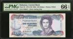 BAHAMAS. Central Bank of the Bahamas. 100 Dollars, 1974 (ND 1992). P-56. PMG Gem Uncirculated 66 EPQ
