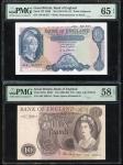 1961-1963年英伦银行5镑及10镑一组3枚，无日期，编号J16 861074, J16 861077 及 A04 480344，5镑均评PMG 65EPQ，10镑58EPQ