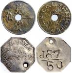 。Plantation Tokens of the Netherlands East Indies, Borneo and Suriname, lot of 2, 1 cent, N.L.B.T.C.