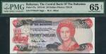 Central Bank of the Bahamas, $20, ND (1984-), serial number F 770107, red and black, Elizabeth II at
