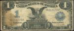 美国美元，1899年，壹美圆，白银券（SILVER CERTIFICATE），财政部印（蓝色），七成新一枚。
