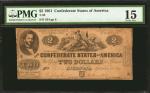 T-38. Confederate Currency. 1861 $2. PMG Choice Fine 15.