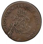 1748-A Sou Marque. Paris Mint. Vlack-28. Rarity-8. First Semester. Fine Details--Planchet Flaw (PCGS