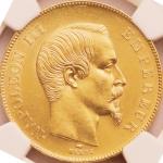 フランス (France) ナポレオン3世 無冠像 50フラン金貨 1857年(A) KM785.1 ／ Napoleon III 50 Francs Gold
