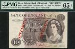Bank of England, Jasper Quintus Hollom (1962-1966), specimen ｣10, ND (1964), serial number A00 00000