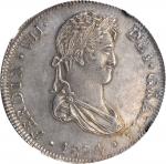 PERU. 8 Reales, 1824-LIMA JM. Lima Mint. Ferdinand VII. NGC MS-63.