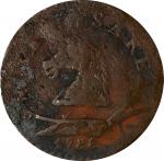 1788 New Jersey Copper. Maris 50-f, W-5475. Rarity-3. Head Left. Very Good, Heavy Granularity.