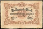 1913年荷属东印度爪哇银行25盾，编号DH09571, AVF品相，有微污及纸边有裂，罕有