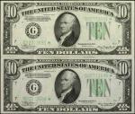 Lot of (2) Fr. 2006-G*. 1934A $10  Federal Reserve Star Notes. Chicago. Extremely Fine. Consecutive.