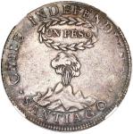 Santiago, Chile, "volcano" peso, 1819 FD, NGC XF details / cleaned.