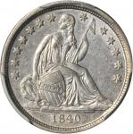 1840 Liberty Seated Dime. No Drapery. Fortin-103. Rarity-3. Chin Whiskers. AU-55 (PCGS).