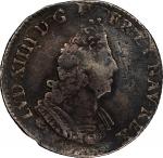 France. 1695-A 1/12 Ecu struck over 1670-A French Colonies 5 Sols. Paris Mint. Fine Details—Bent (PC