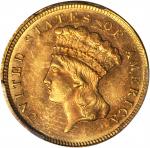 1879 Three-Dollar Gold Piece. MS-63 (PCGS).