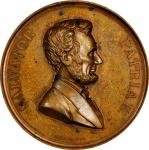 1866 Lincoln Memorial Medal. Original Dies. Bronze. 83 mm, 13 mm thick (greatest dimension). By Emil