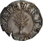1652 Pine Tree Shilling. Large Planchet. Noe-2, Salmon 2-C. Rarity-4. Without Pellets at Trunk. MS-6