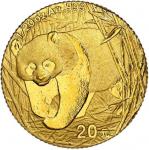 2002年熊猫纪念金币1/20盎司 NGC MS 69 China (Peoples Republic), gold 20 yuan (1/20 oz) Panda, 2002, mirrored b