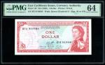 East Caribbean Currency Authority, 1 dollar, ND (1965), serial number B74 910640, (Pick 13f), PMG 64