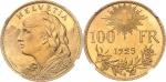 SUISSEConfédération Helvétique (1848 à nos jours). 100 francs 1925, B, Berne. Av. HELVETIA. Buste d’