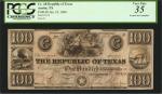 Austin, Texas. Republic of Texas. January 10, 1840. $100. PCGS Currency Very Fine 35.